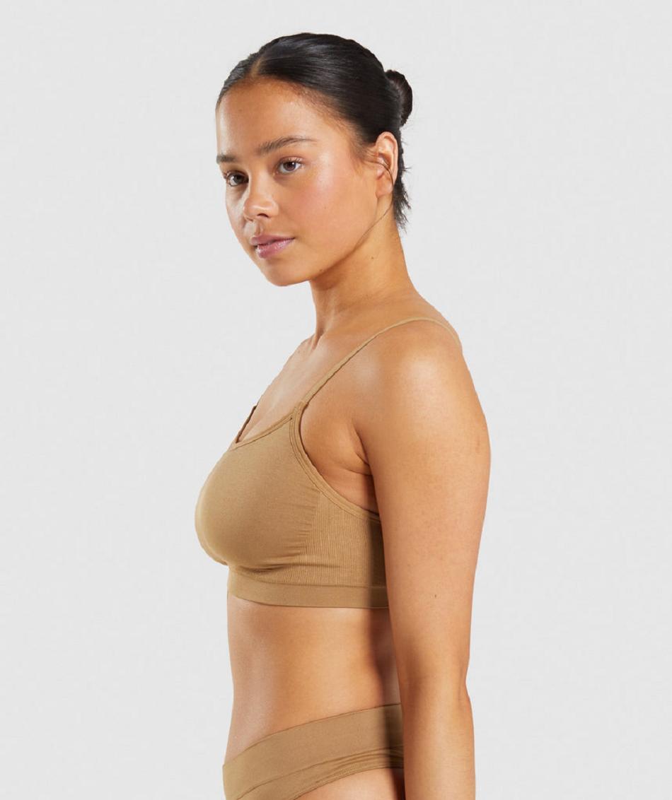 Gymshark Seamless Scoop Neck Ženske Bralette Svijetlo Smeđe | HR 3167FDN